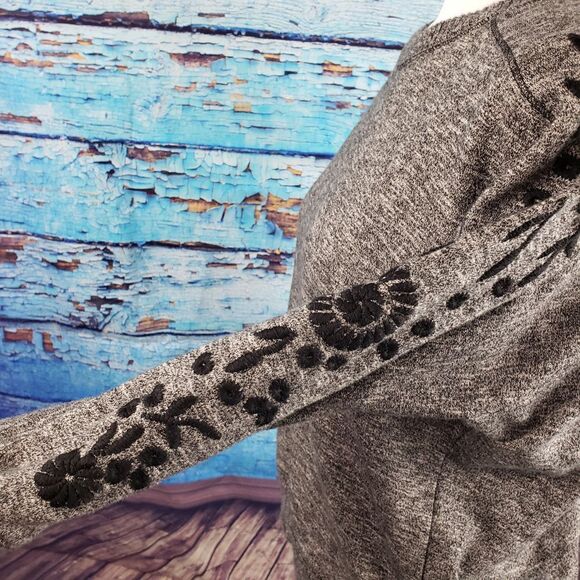 Beach Lunch Lounge grey marled embrodered top S - Picture 5 of 6